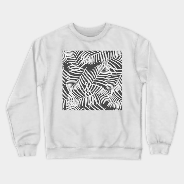 Black And White Palm Leaves Pattern Seamless Crewneck Sweatshirt by MichelMM